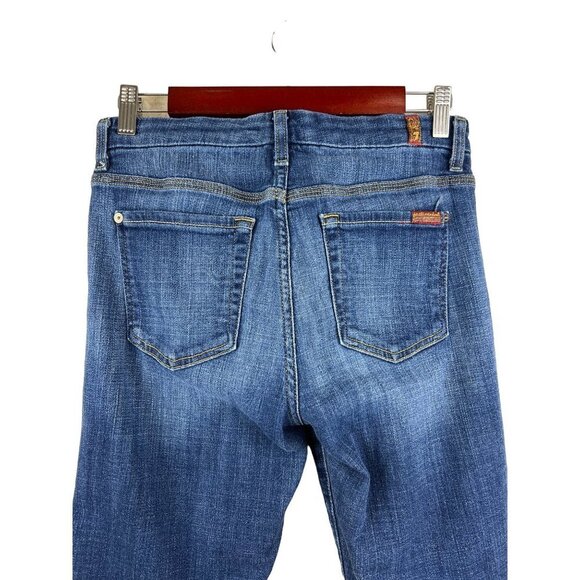 7 For All Mankind Ankle Straight Raw Hem Denim Jeans Women's Size 27 - Picture 5 of 11